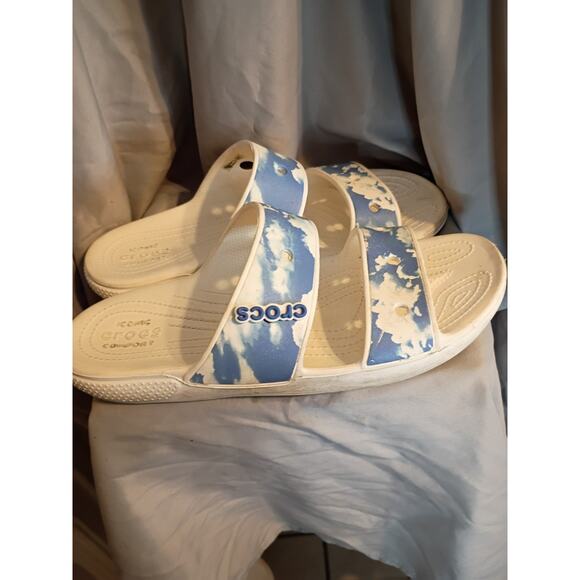 Classic Out Of This World Crocs Sandals Blue White Sz 11 M Beach Comfort Pool Su - Picture 3 of 9